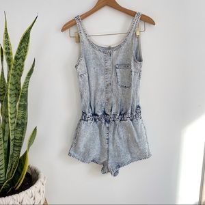 Topshop acid wash denim romper